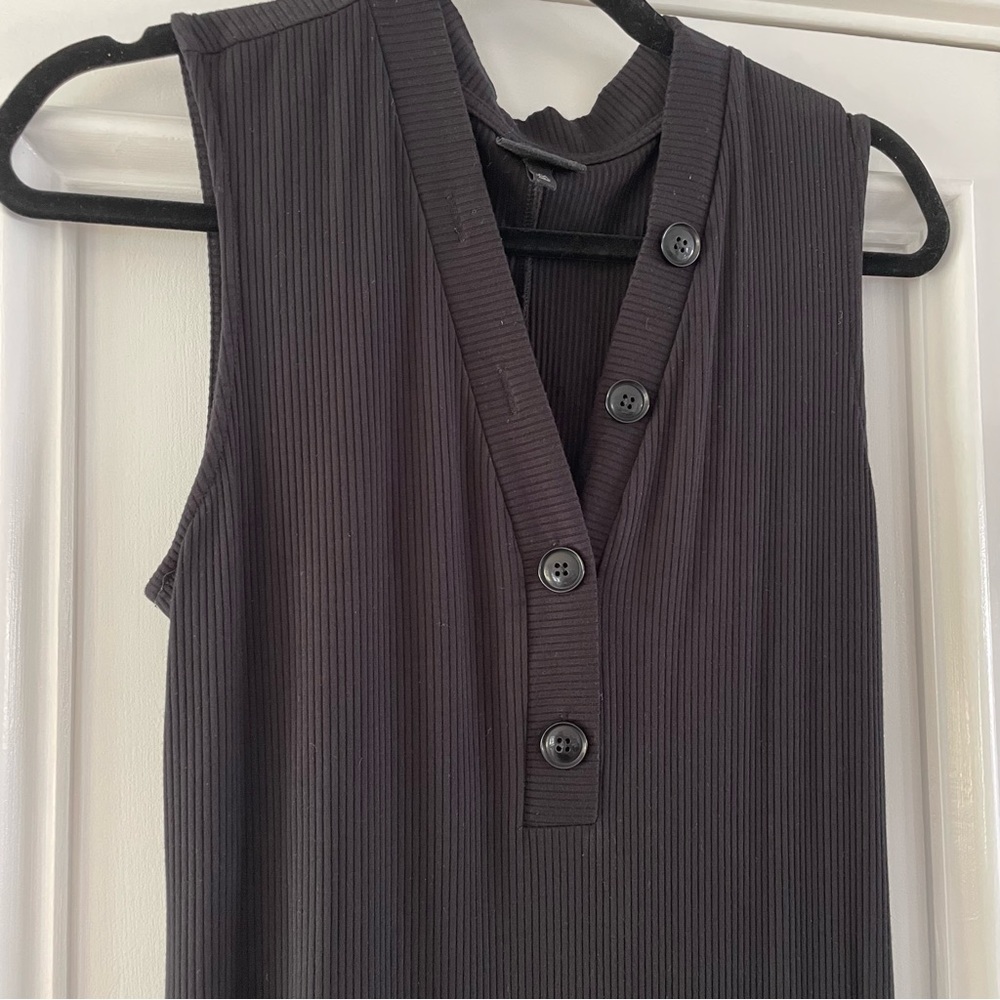 Who What Wear black ribbed maxi dress with Henley top, medium